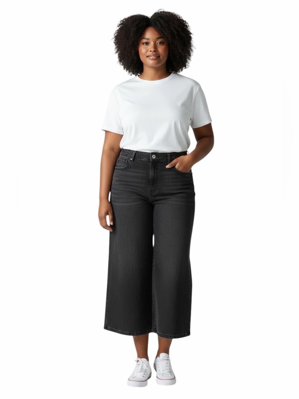 Time and Tru•Black High Rise Wide Leg Jeans
